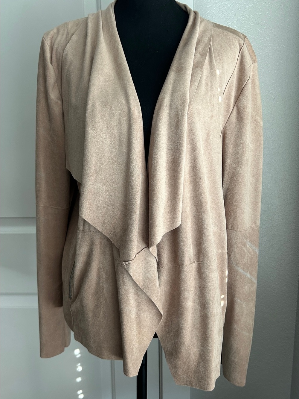 Bagatelle Lightweight Open-Front Waterfall Faux Suede Jacket - Picture 2 of 5